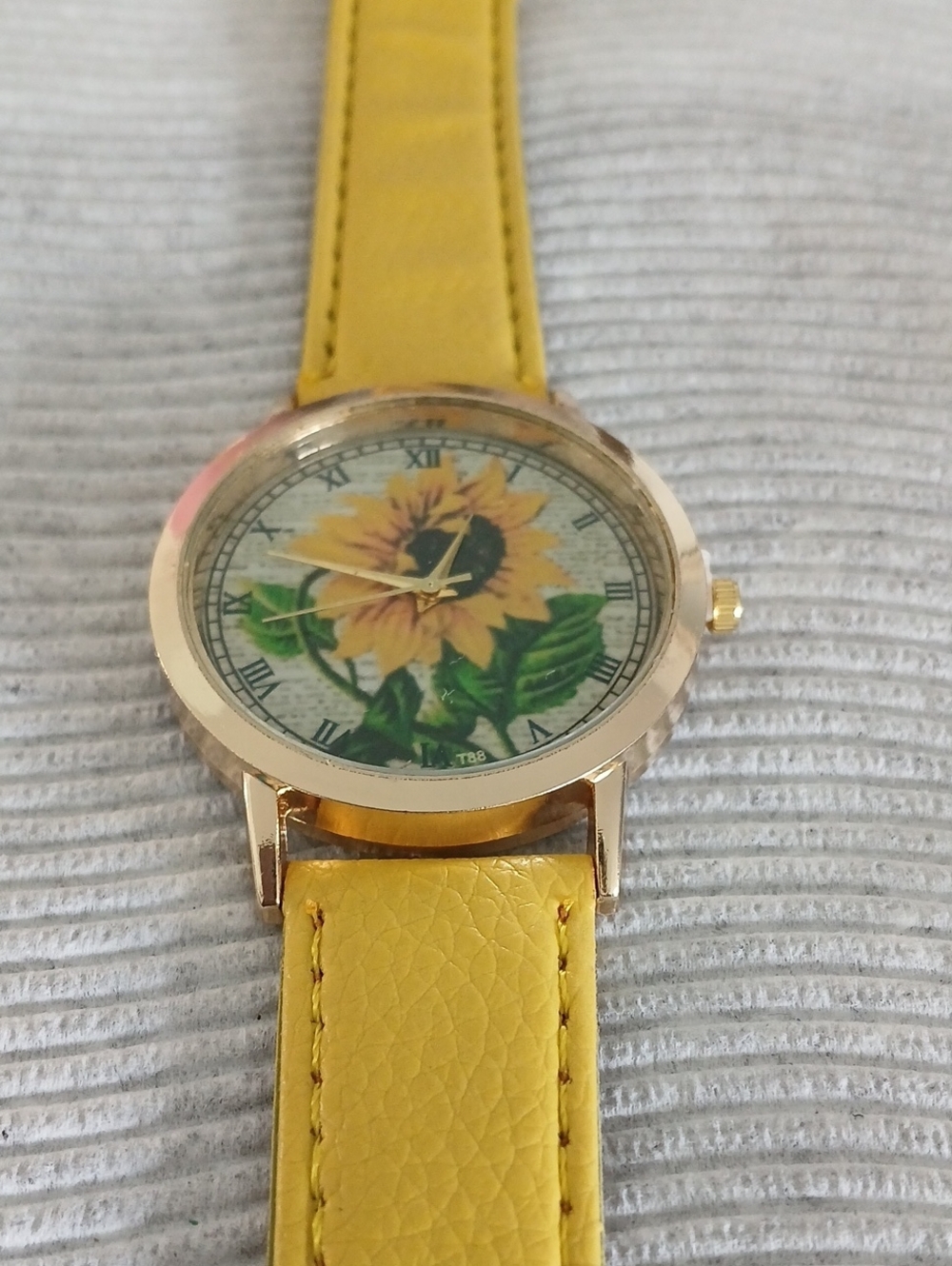 Sunflower Yellow Leather Strap Watch